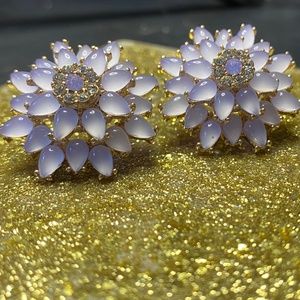 Vintage Lilac Crystal Earrings